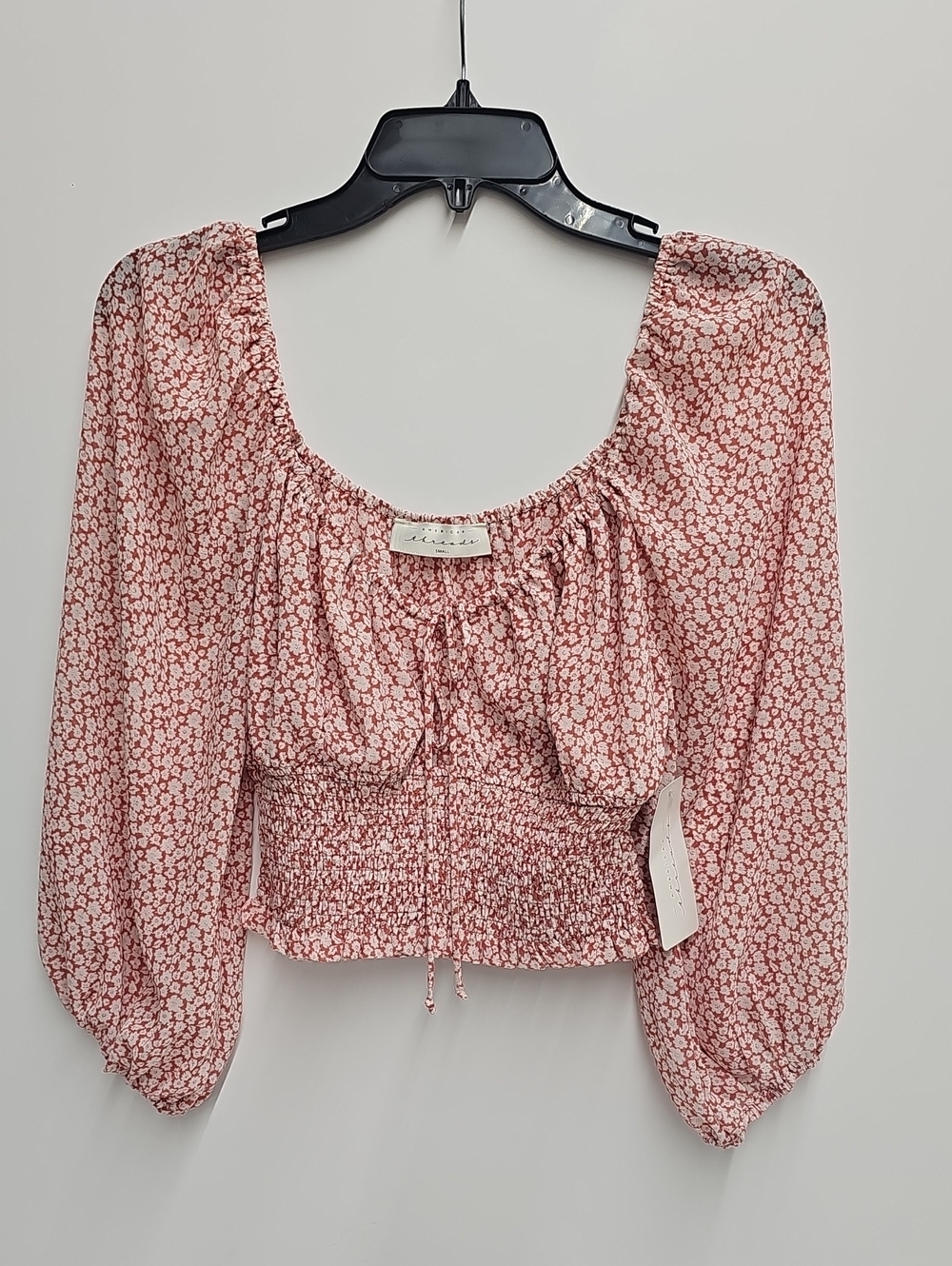 NWT American Threads Rose Floral Smocked Peplum Blouse Size Small